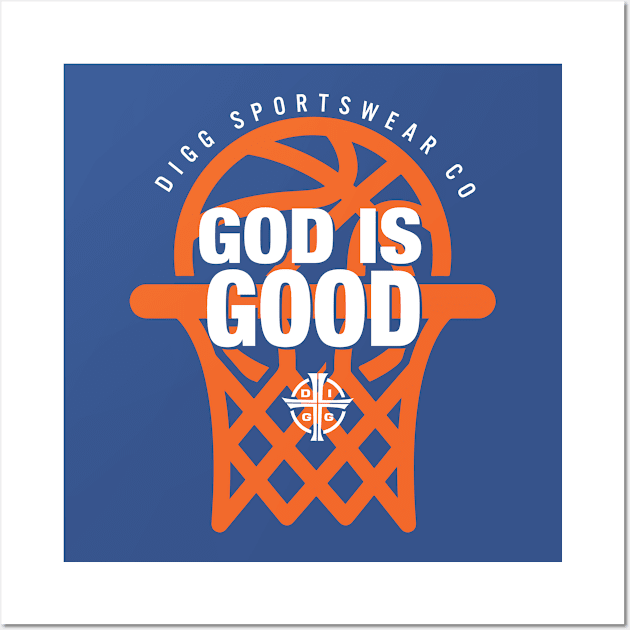 GOD IS GOOD (ROYAL & ORANGE) Wall Art by diggapparel